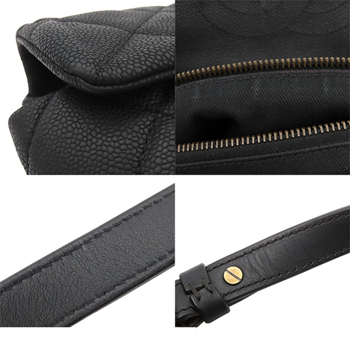 Chanel Chain Tote Quilted 2-Way Handbag Black Gold Grain Calf Leather — view 8