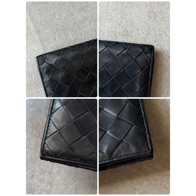 Bottega Veneta Maxi Intrecciato Fold Long Wallet Billfold Leather Black — view 8