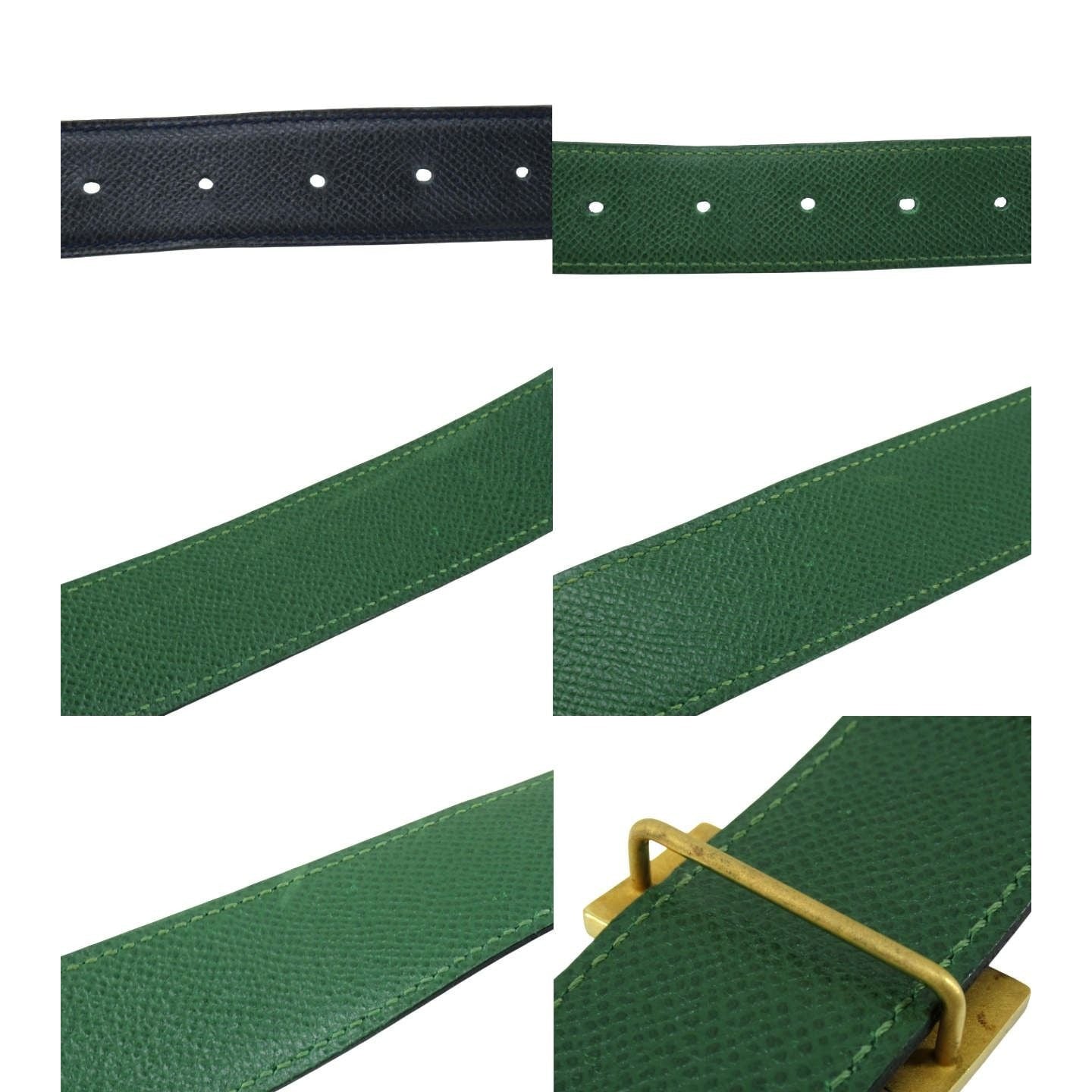 Hermes Constance H Logo Green Leather Belt