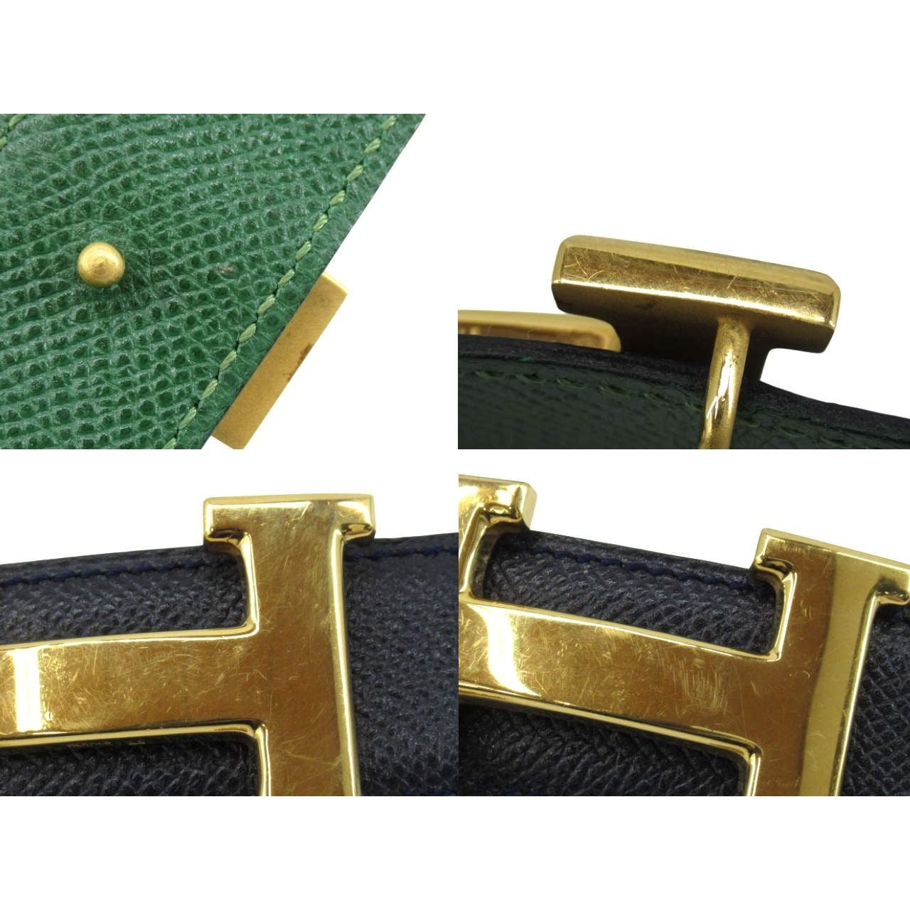 Hermes Constance H Logo Green Leather Belt