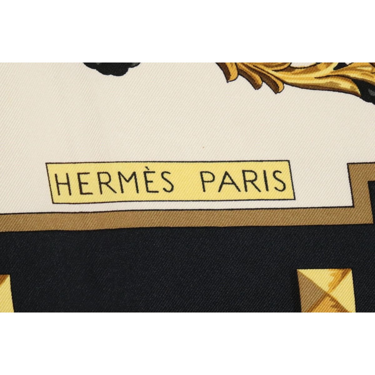 HERMES Silk Scarf Carre 90 Les Cles The Keys by Caty Latham Black White