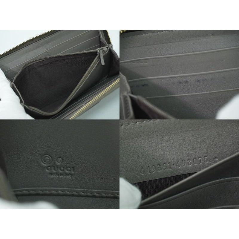 Gucci Shimmer Leather Round Zipper Long Wallet Gray — view 9