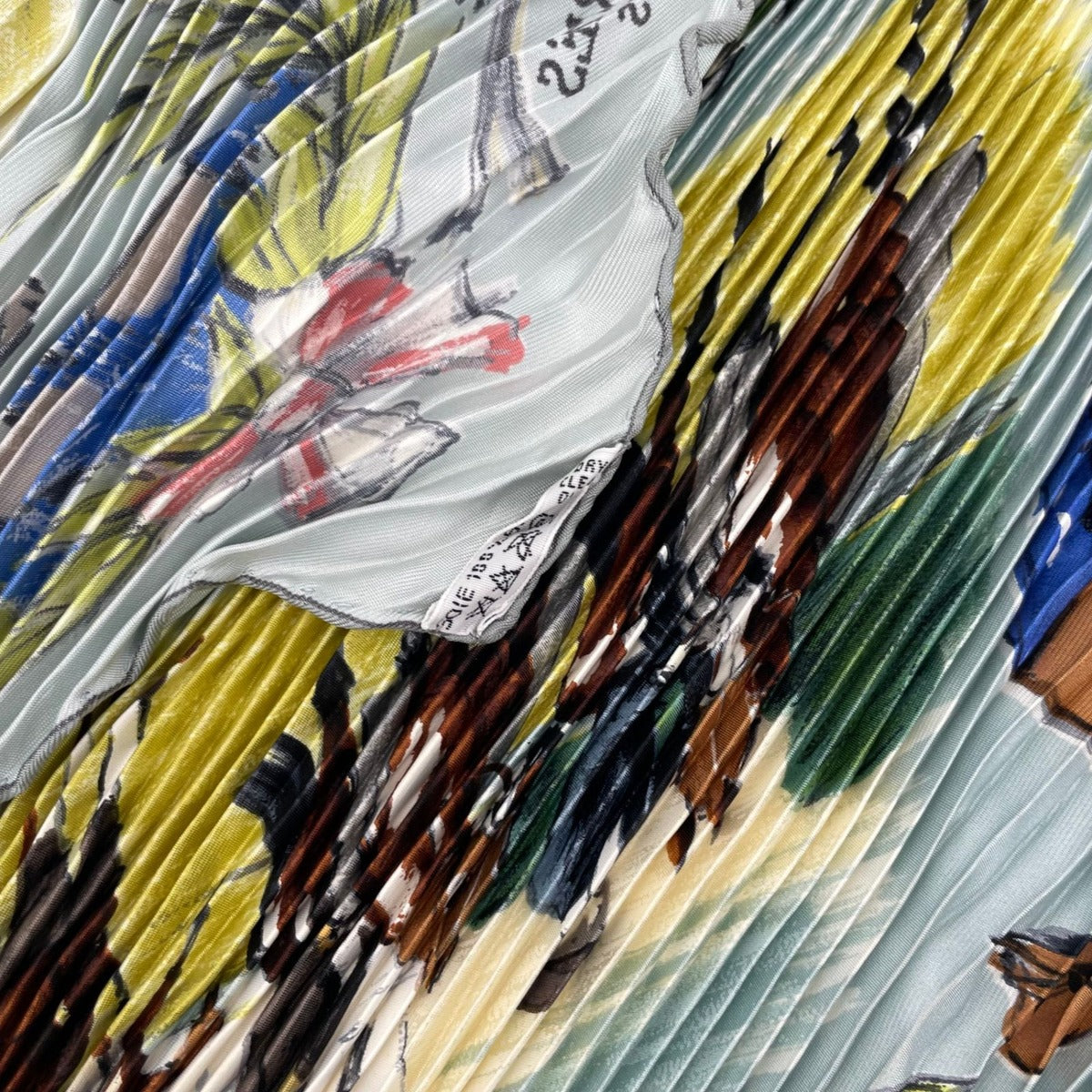 Hermes Scarf Pleated Silk Chantilly Racetrack Gray — view 7