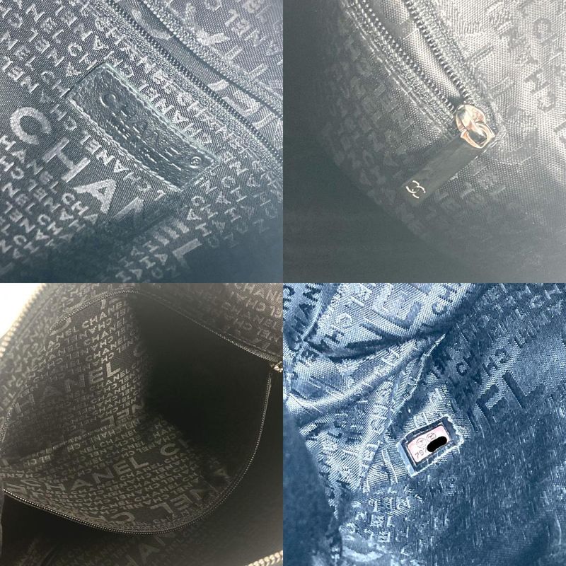 Chanel Shoulder Bag CC Coco Mark Choco Bar Leather / Nylon Black