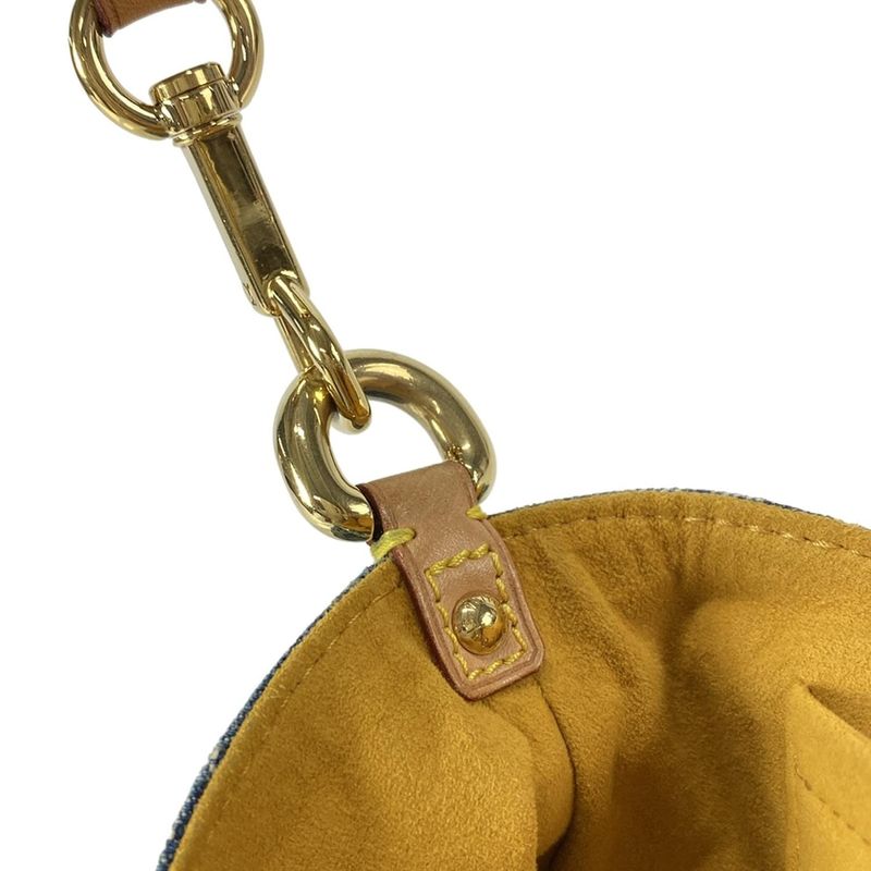 Louis Vuitton Shoulder Bag Monogram Denim Mini Pleated M95050 Blue Cotton