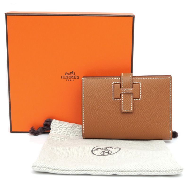Hermes New-h Passant Compact Vo-epson Gold Silver-hardware Bifold