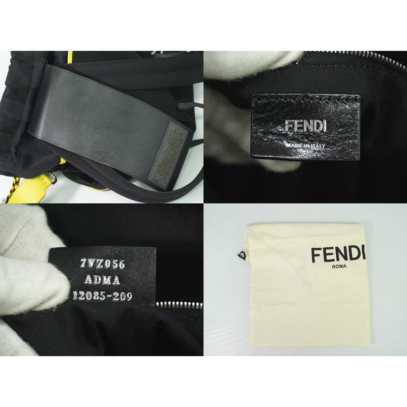 Fendi Strike Pecan 2-Way Backpack Shoulder Bag Nylon Leather Black — view 9