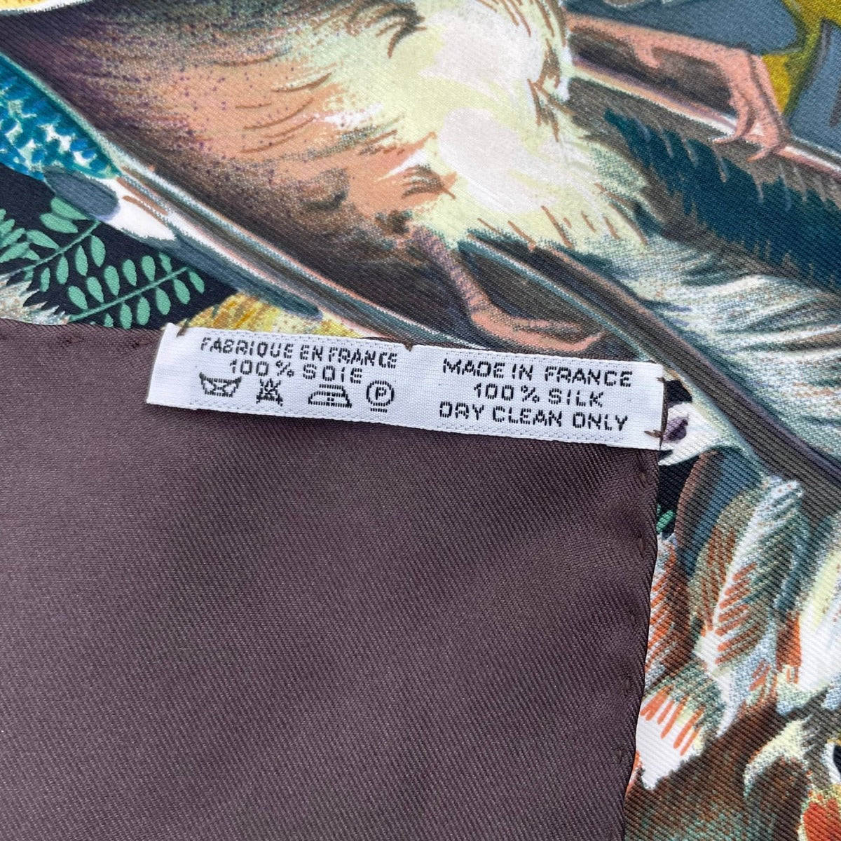 Hermes Scarf Carre 90 Gibiers Henri de Linares Hunting Birds and Beasts Brown — view 9