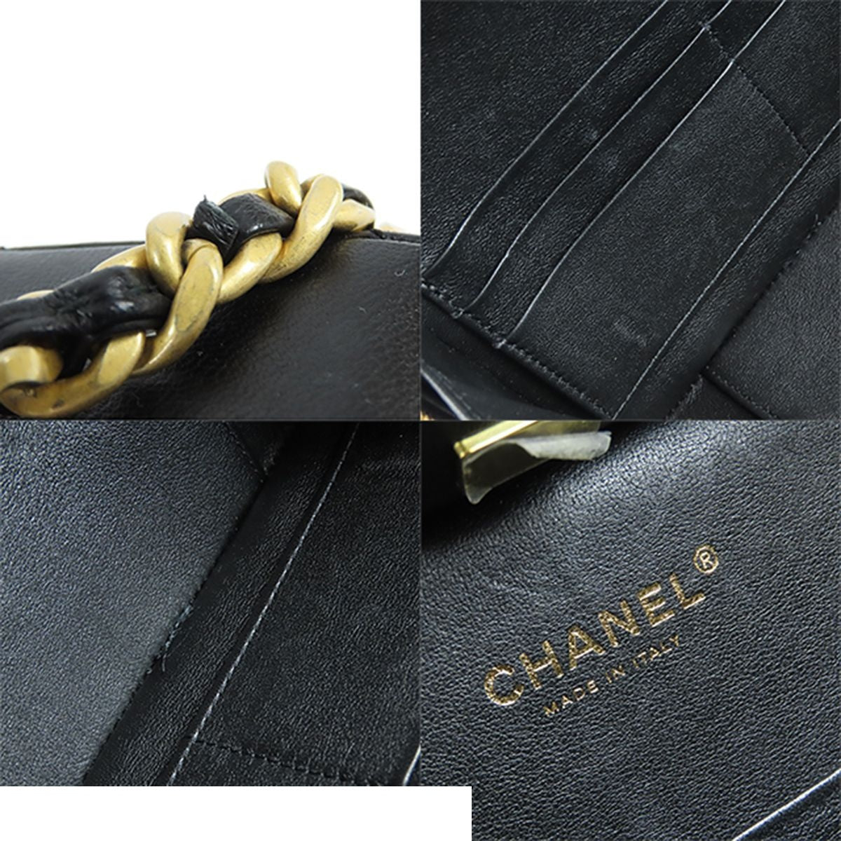 Chanel Vanity Black Gold Leather Quilted Stitch 2-Way Top Shoulder Bag — view 8