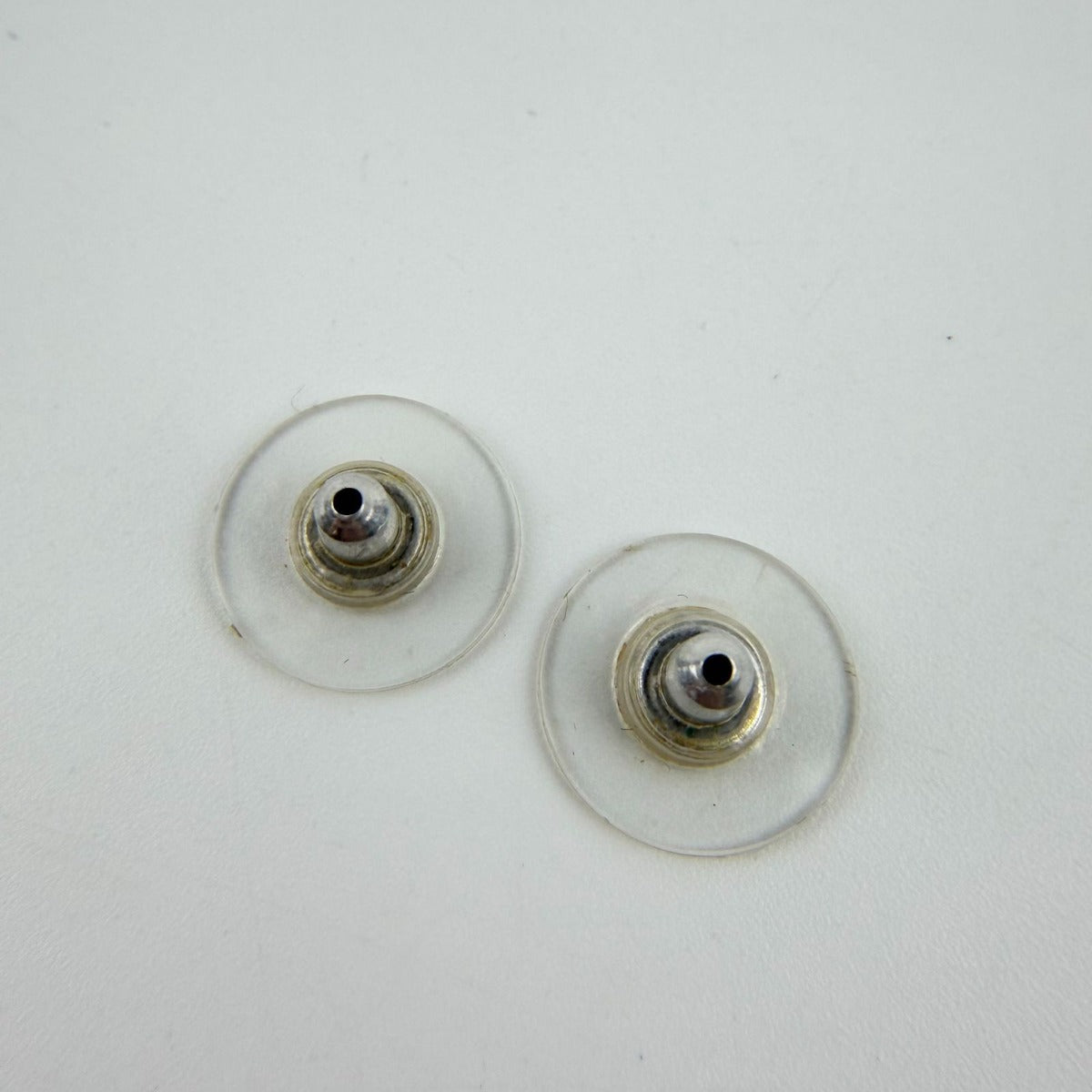 Chanel CC Logo Rhinestone Earrings Silver Vintage — view 9