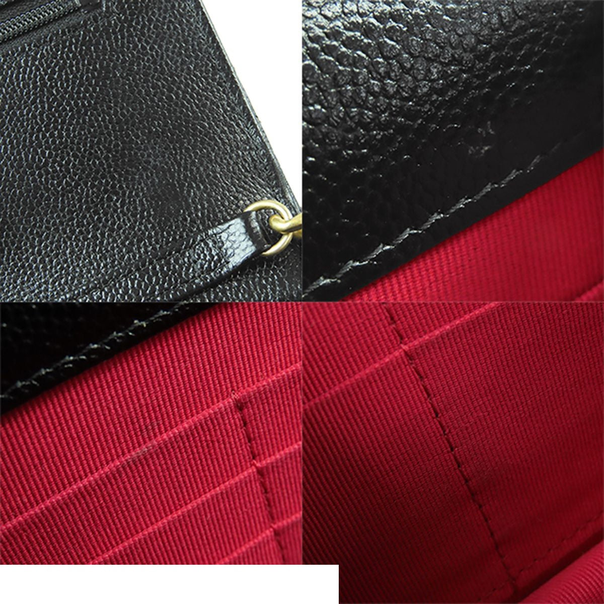Chanel Chain Wallet Black Gold Caviar Leather Quilted CC Logo Pochette — view 8
