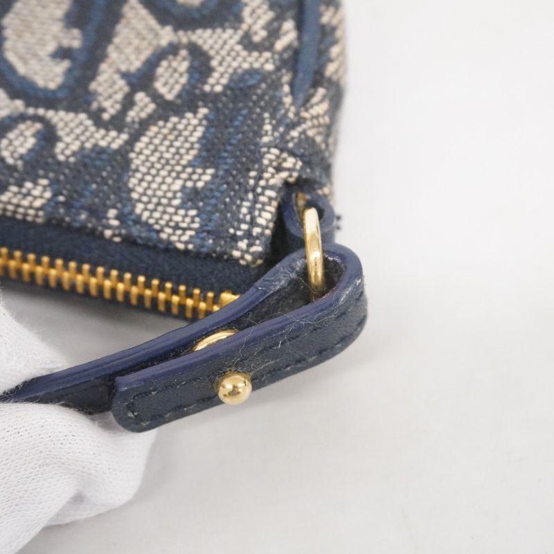 Christian Dior Handbag Trotter Canvas Navy Gold Hardware Women