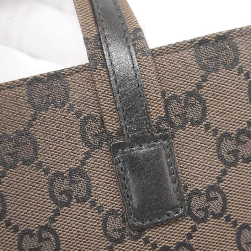 Gucci Handbag GG Canvas 002 1079 Canvas Brown Black Silver Hardware Women
