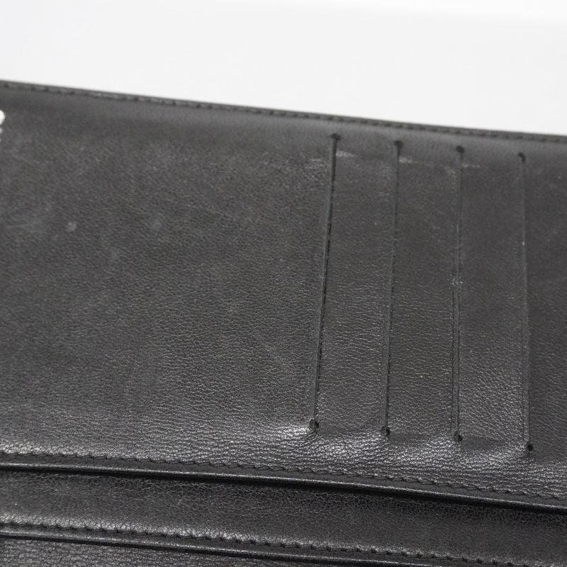 Chanel Long Wallet Camellia Lambskin Black Silver Hardware Women