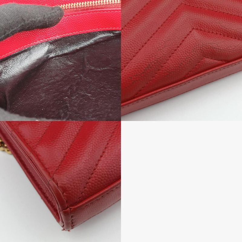 Yves Saint Laurentyves Saint Laurentmonogram Red Caviar Skin 377828 Gue377828041