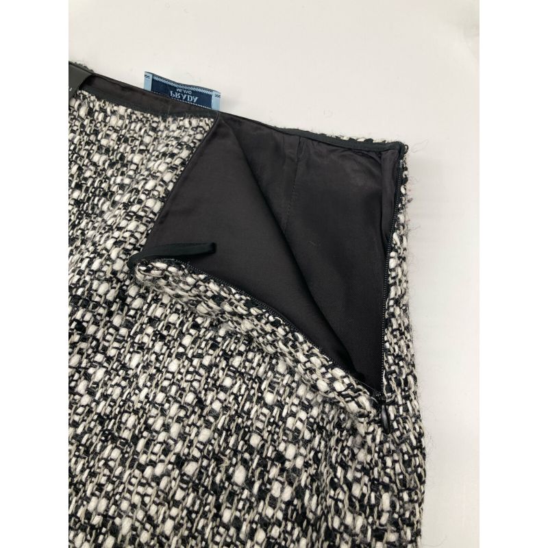 Prada Black And White Tweed Mini Skirt 38