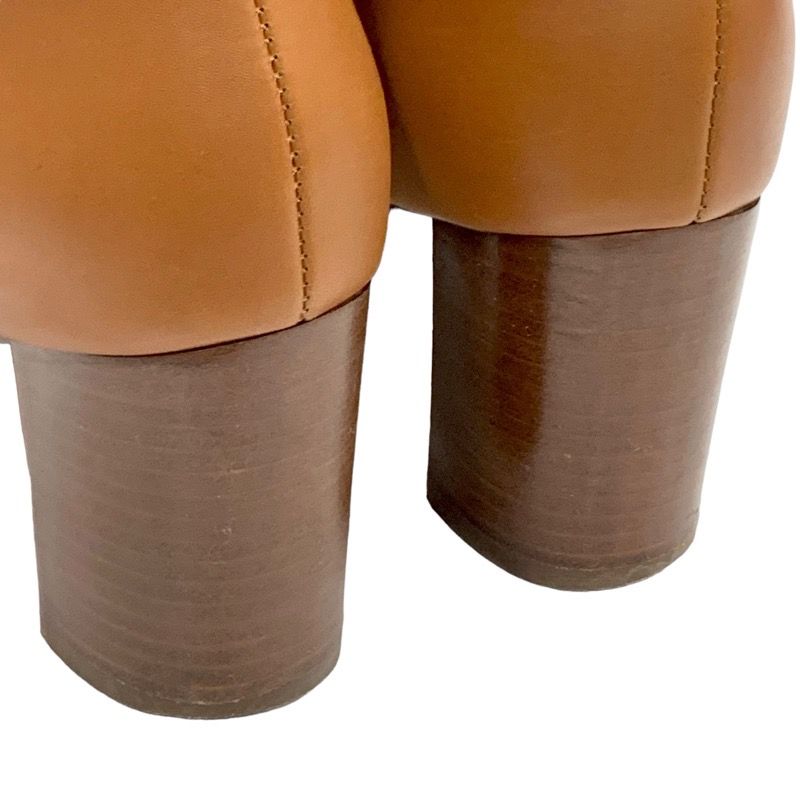 Hermes Saint Germain Boots Short Boots Shoes Leather Brown Silver Kelly Hardware