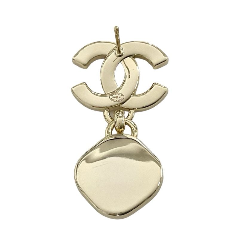 Chanel Earrings Earring Gold Coco Mark Rhinestone Pearl