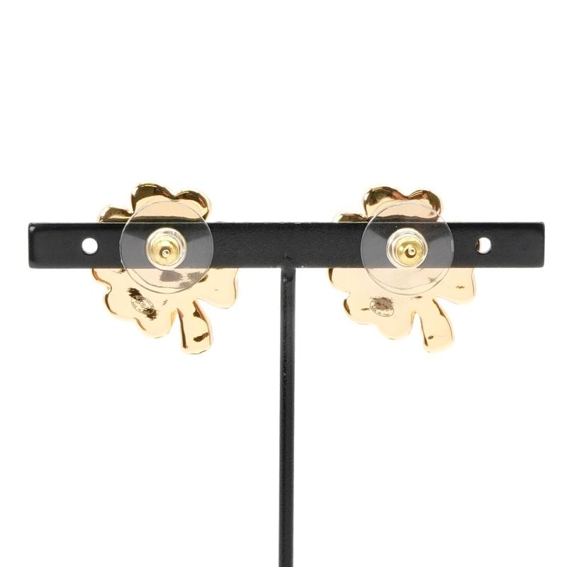 Chanel Earrings Earring Gold Black Coco Mark Clover