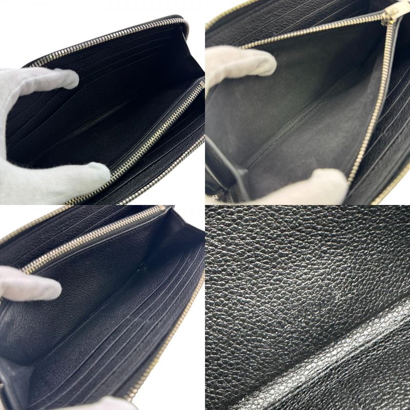 Saint Laurent Round Zipper YSL Logo Engraved Long Wallet Branded Card Holder