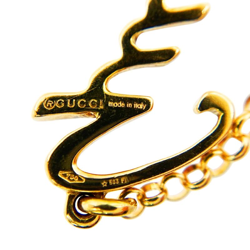 Gucci Logo Graffiti Signature Bracelet 18K Yellow Gold 55g Yellow Gold Ladies
