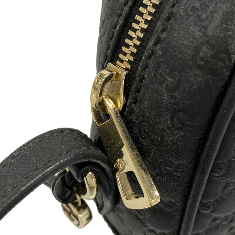Gucci Shoulder Bag Bree Micro Guccissima 449413 Black Leather