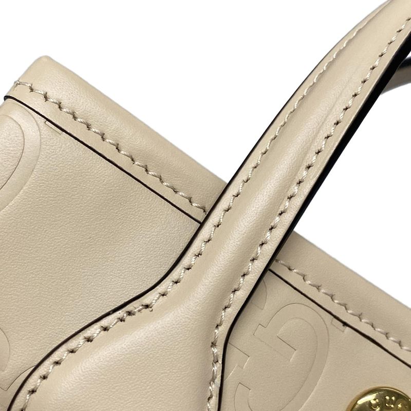 Gucci Tote Bag GG Super Mini Bag/shima Line 790133 Beige Leather