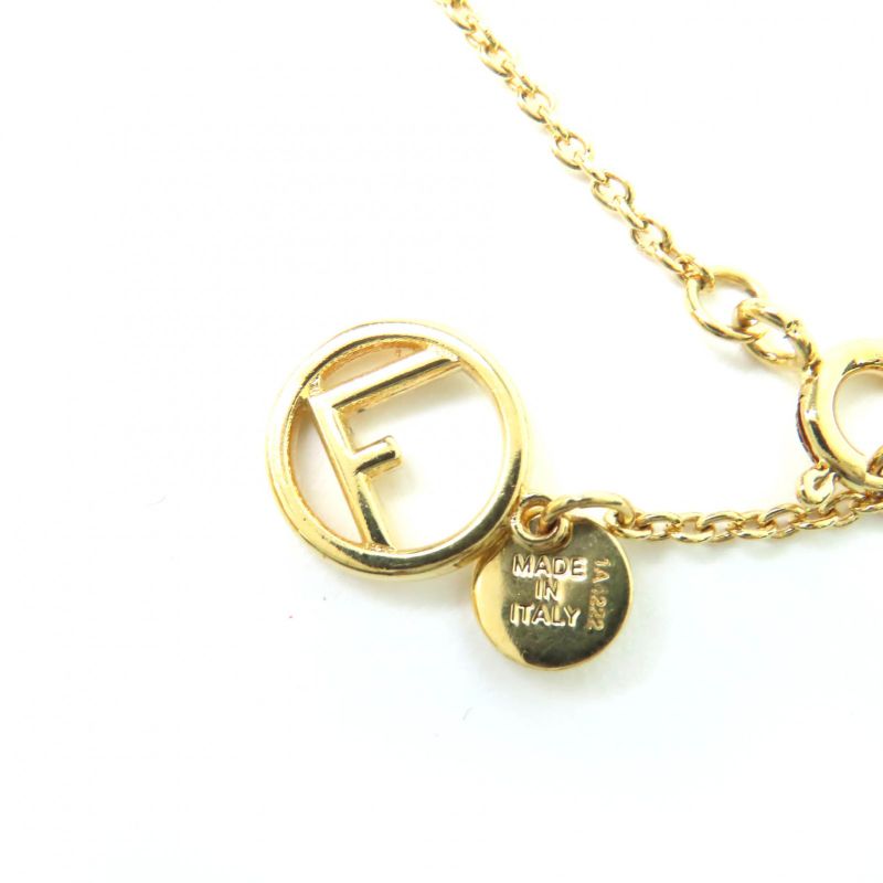 Fendi F Is Fendi Necklace With Crystals Gold With Box Women