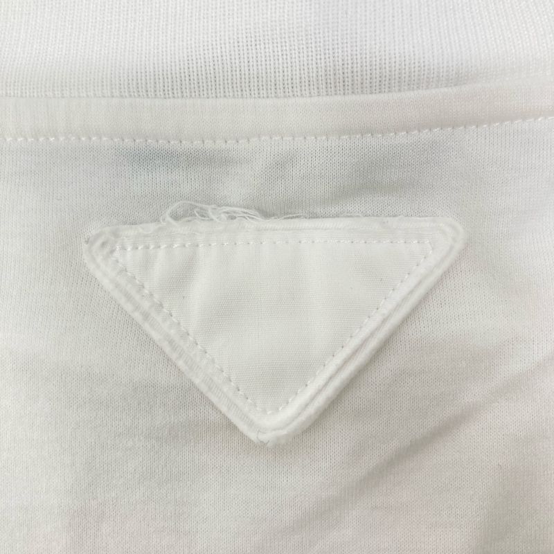 Prada 135664 S181 White And Green Graphic Print Short Sleeve Cut And Sewn S