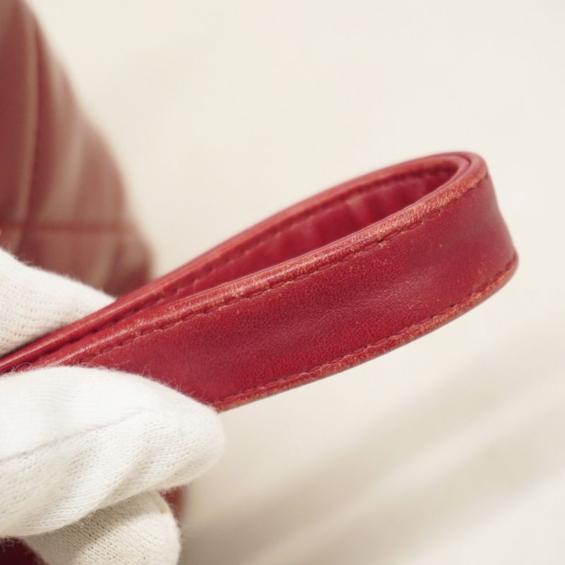 Chanel Shoulder Bag Matelasse Patent Leather Red Silver Hardware Women