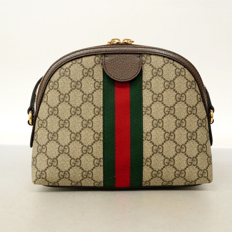 Gucci Shoulder Bag Ophidia 499621 PVC Brown Gold Hardware Women