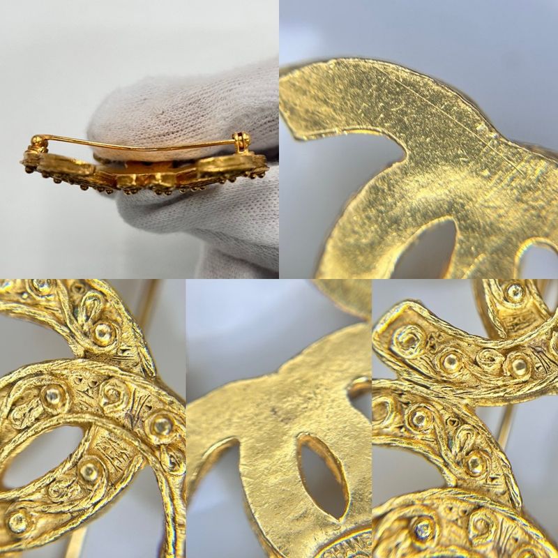 Chanel Brooch Ladies Coco Mark Triple Coco Accessory Chanel GP 04A Gold Approx