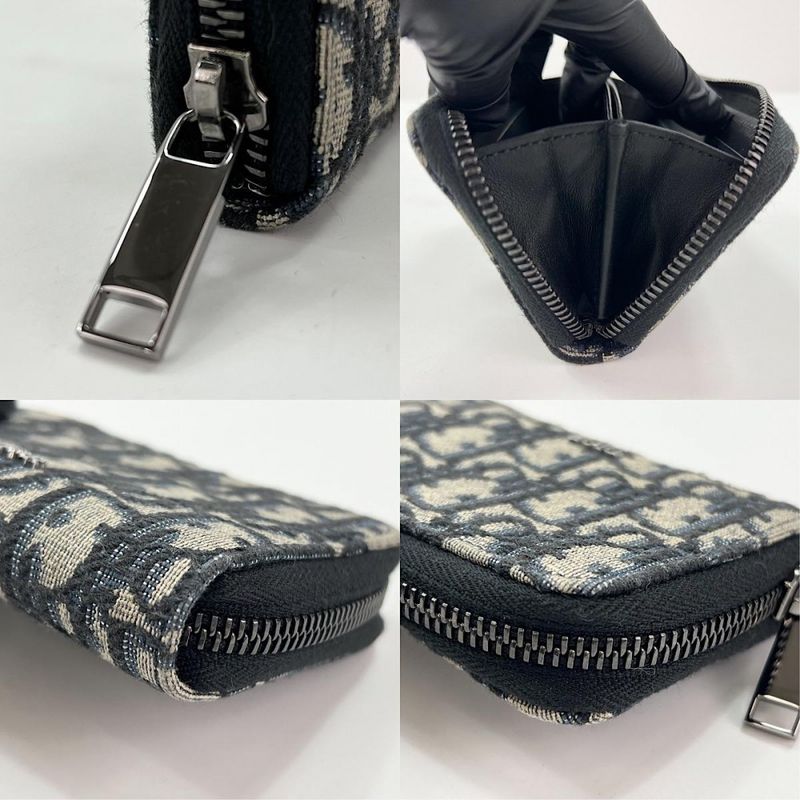 Dior Coin Case Men's Oblique Jacquard Zip Coin Case Round Zipper Coin Case Dior