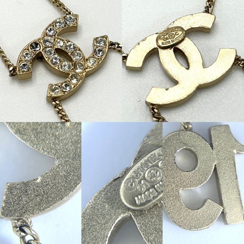 Chanel Necklace Ladies Coco Mark Icon Accessories Chanel GP Rhinestone 01C Gold