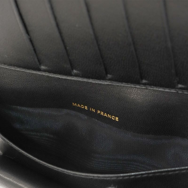 Chanel Caviar Skin Fold Long Wallet With Clasp Leather Black A13498 Coco Long