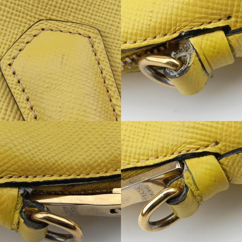 Prada Quill Top Handle Yellow Saffiano Leather Bl0902 25