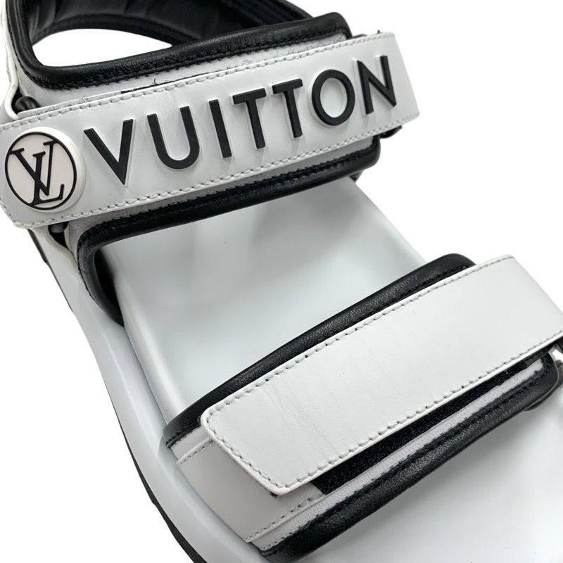 Louis Vuitton Pool Pillow Line Sandals Shoes Leather White Black