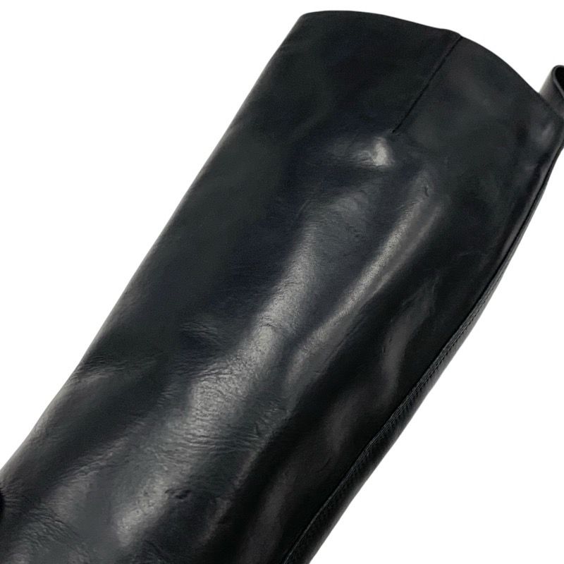 Bottega Veneta Tire Boots Long Boots Shoes Leather Black Purple