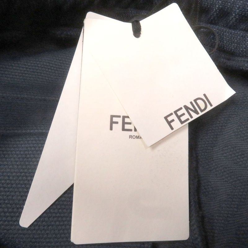Fendi 2022 Fb0496 FF Logo Zucca Embossed Sweatpants Jogger Pants Navy 48 Made