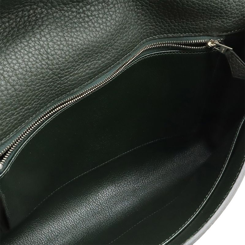 Hermes Ettrivière Clutch Bag Second Bag Fjord Leather Vert Khaki Silver