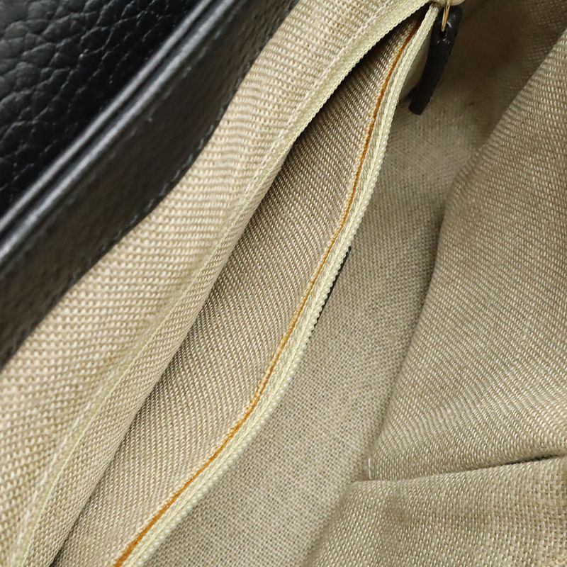 Gucci Interlocking G Handbag 2WAY Chain Shoulder Bag Black Gold Hardware Outlet