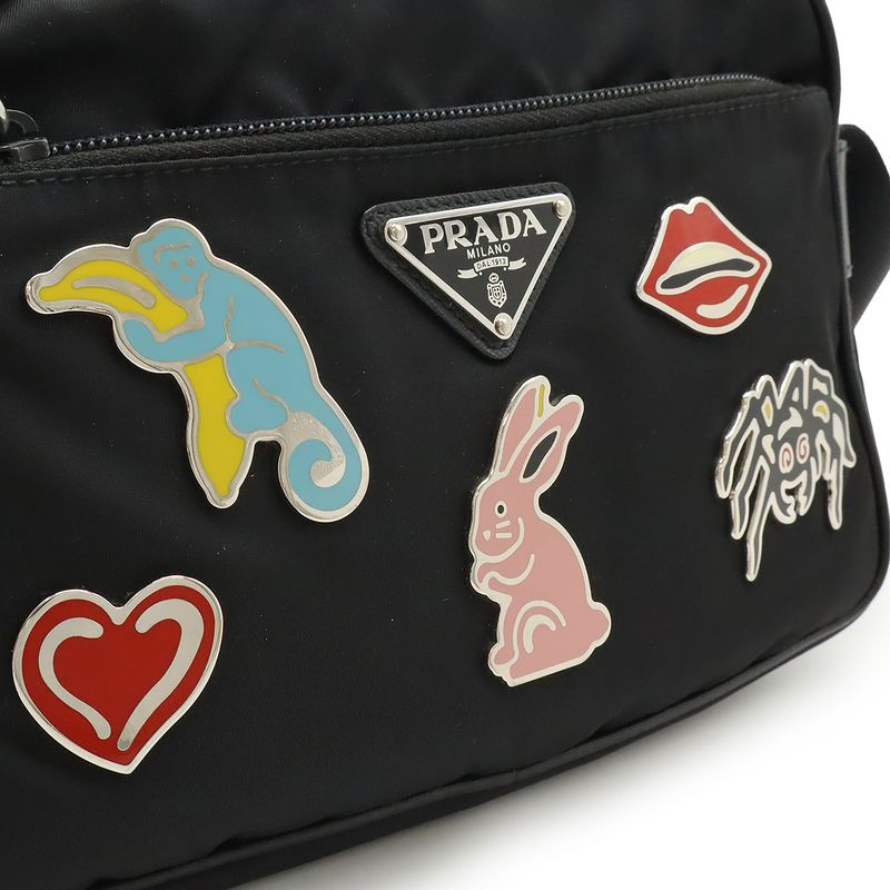 Prada Metal Applique Triangle Logo Shoulder Bag Pochette Crossbody Nylon