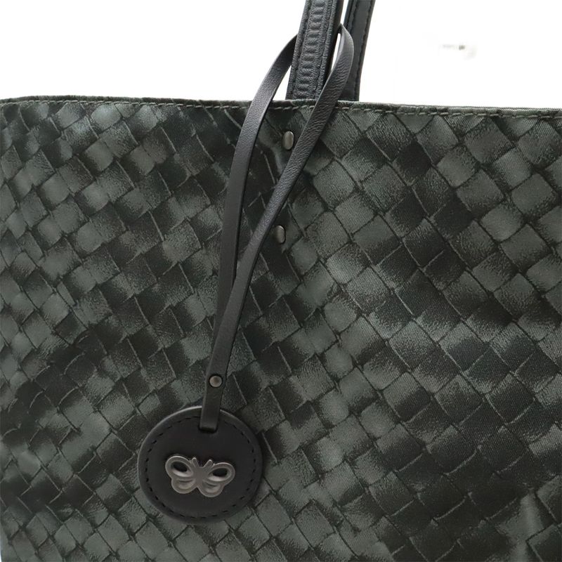 Bottega Veneta Intreccio Illusion Tote Shoulder Bag Nylon Leather Gray With