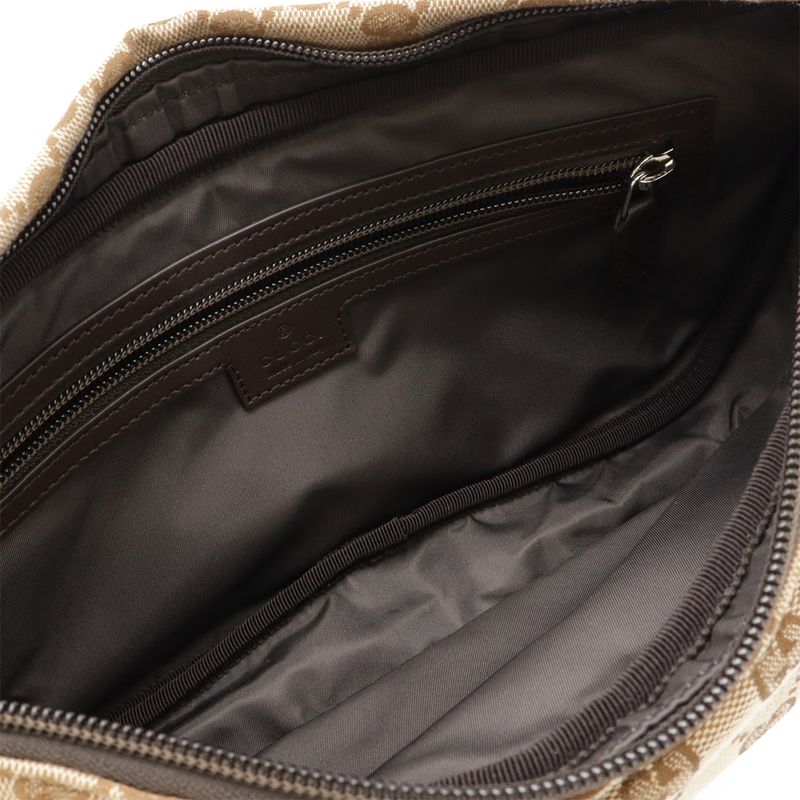 Gucci GG Canvas Large Sling Bag Body Bag Waist Bag Crossbody Bag Beige Dark