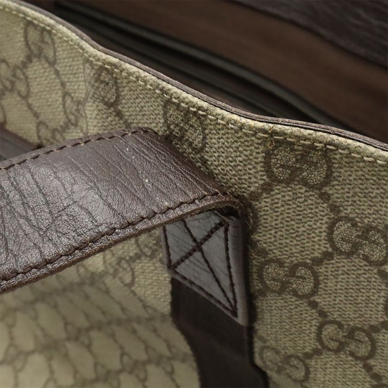 Gucci GG Supreme Tote Bag Shoulder Bag Semi Shoulder PVC Leather Beige Brown