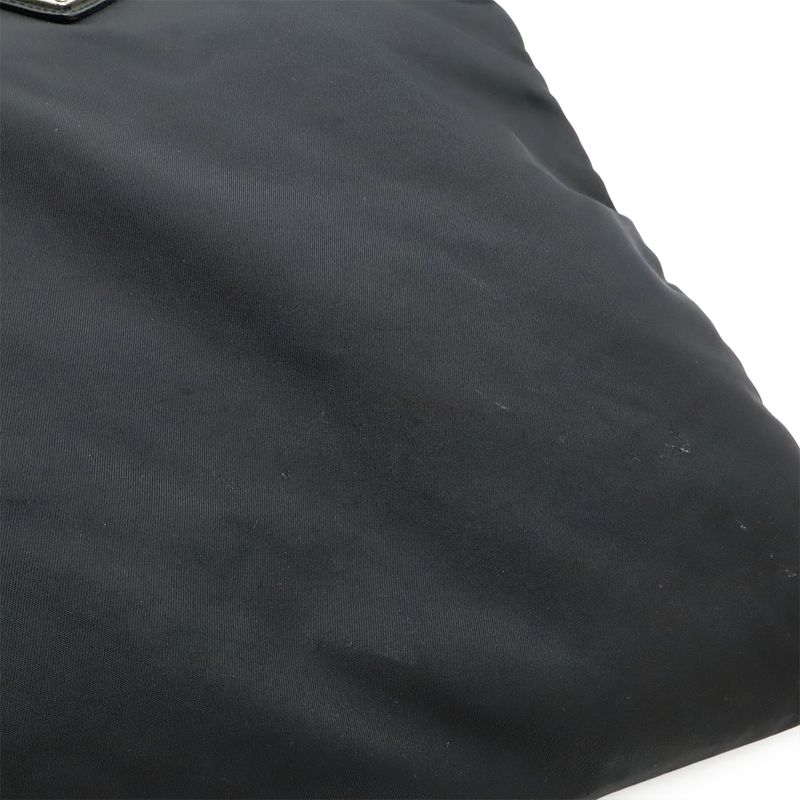 Prada Shoulder Bag Crossbody Depth None Nylon Leather NERO Black Silver