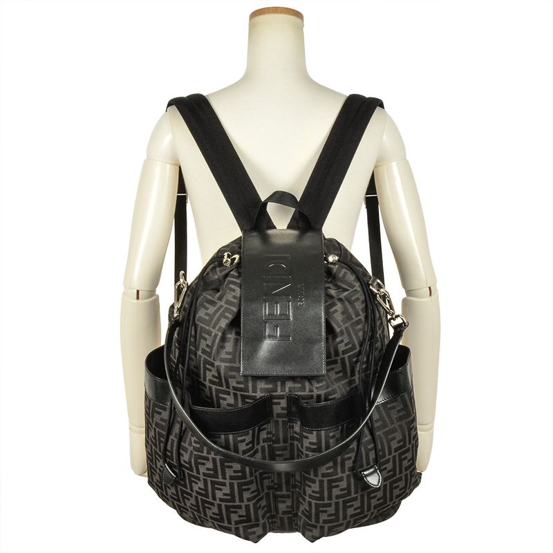 Fendi Strike Large Zucca Backpack 7vz056ag0mf0npn Black FF Jacquard