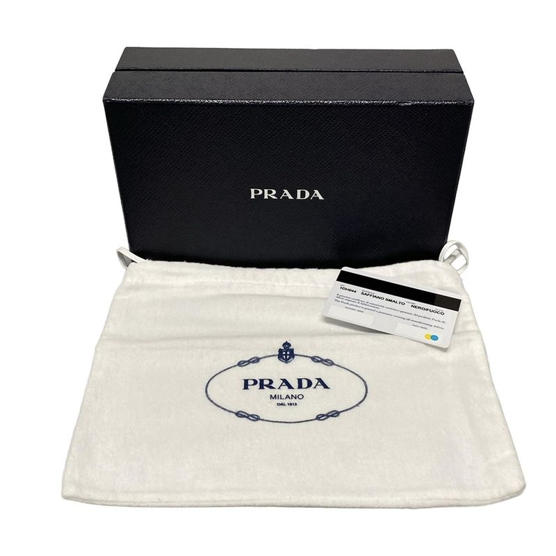 Prada Long Wallet - 1dh044 Black Chain Shoulder Robot Leather