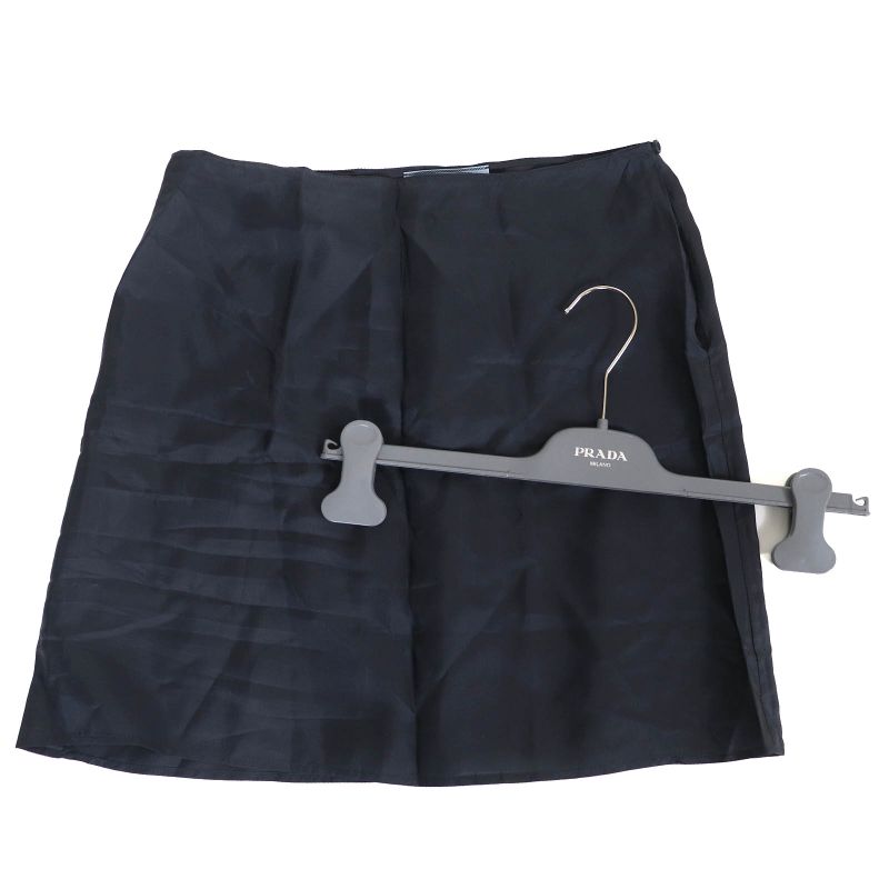 Prada 2024 P185y With Petticoat Metal Ring Wool Gabardine Mini Pleated Skirt