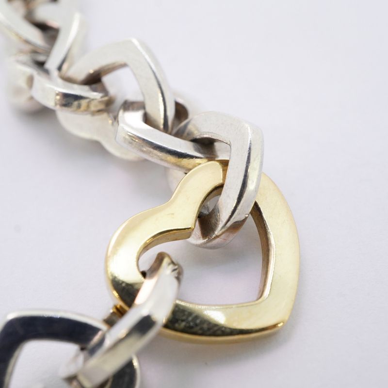 Tiffany & Co Bracelet Heart Link 18K Yellow Gold Yellow Gold Silver 925 Ladies